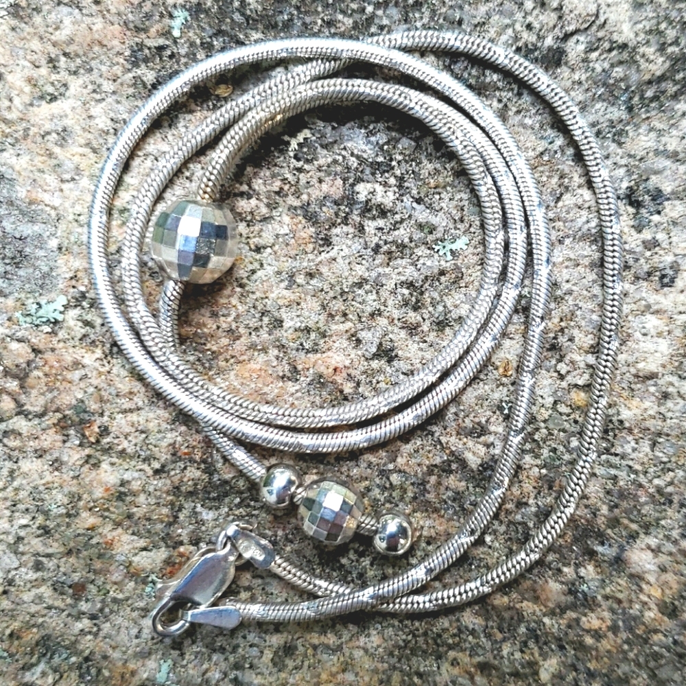 Sterling silver necklace, prism/disco ball pendant - Picture 4 of 7